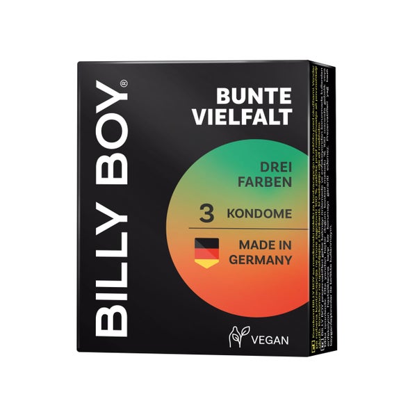 Bunte Vielfalt, 3 Kondome in Rot, Schwarz und Grün, 52 mm (3 Kondome) 3 St