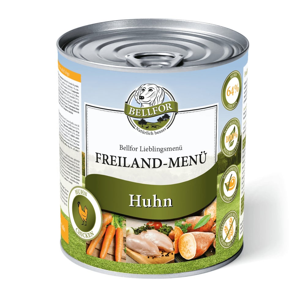 Bellfor Hundefutter Nass mit Huhn Freiland-Menü 800 g 800 g