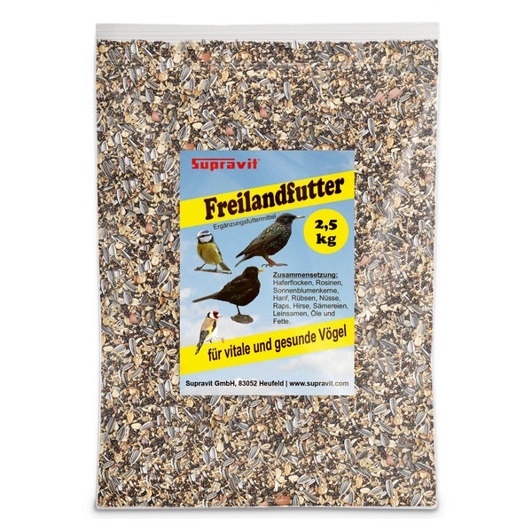 Supravit Freilandfutter für Vögel - energiereiches & proteinreiches Vogelfutter für Freilandvögel & Wildvögel I ideal zur Fütterung Aller freilebenden Vogel-Arten im Sommer geeignet 2,5 kg