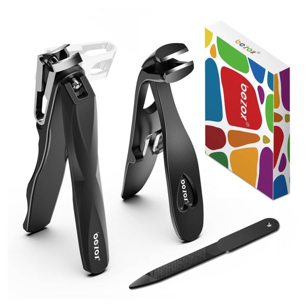 BEZOX Nagelknipser Set: 360° drehbar, gebogener Kopf, für dicke Nägel, mit