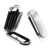 2er Set Klapp Haarbürste mit Reisespiegel Haarmassagekamm Cr 1 St