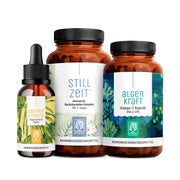 Produktabbildung: Stillkraft-Paket: Vitamin D3 + K2 (2.000 I.E.) , Omega 3 & Bockshornklee in einem veganen Bundle - SONNENFREUND, STILLZEIT & ALGENKRAFT - NATURTREU® 137.3 g