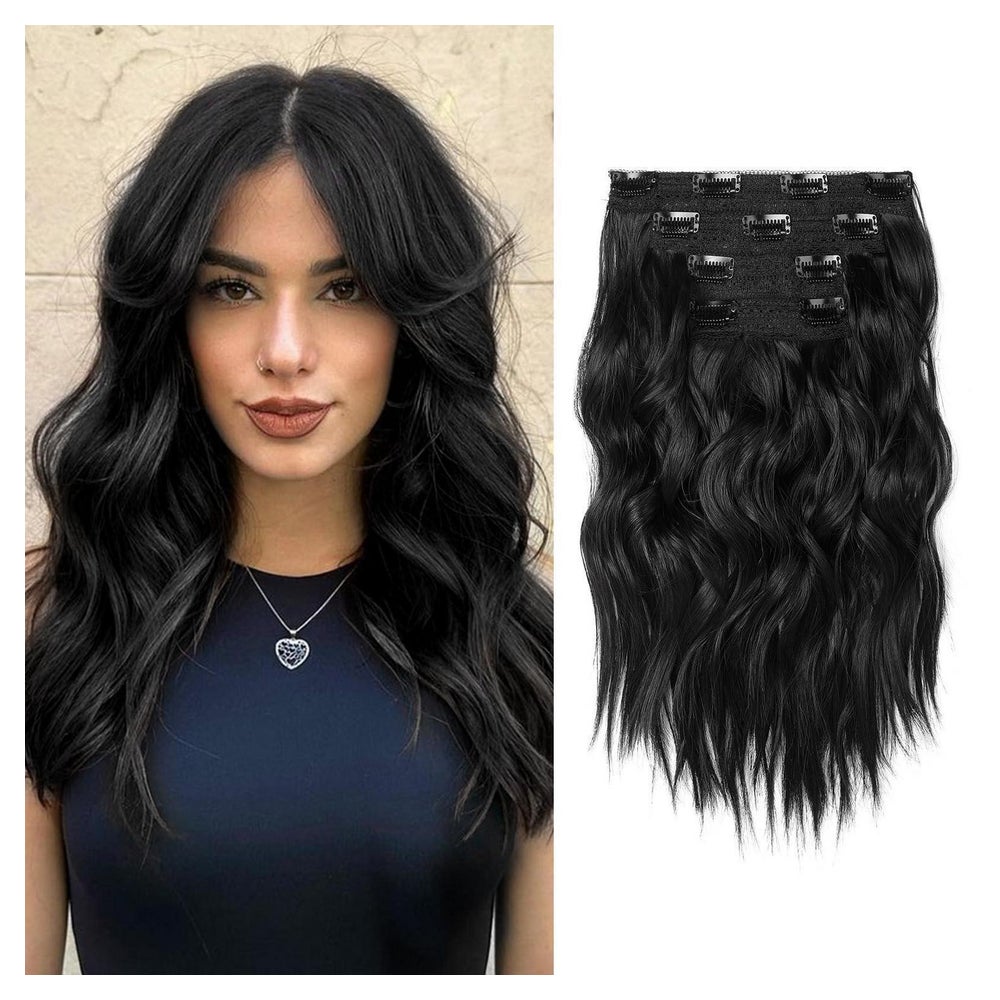 Haarverlängerung Clip In 4PC Wellig 35 cm Synthetisch 14 inc 1 St