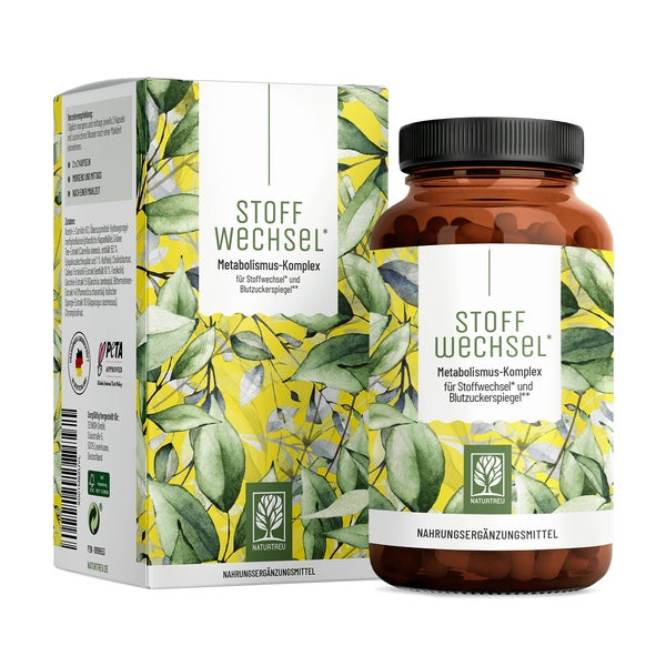 Metabolismus Komplex mit Grünem Tee, Cholin, Chrom, Garcinia Cambogia, Bittermelone & Spargel - STOFFWECHSEL - 120 vegane Kapseln - NATURTREU® 120 St