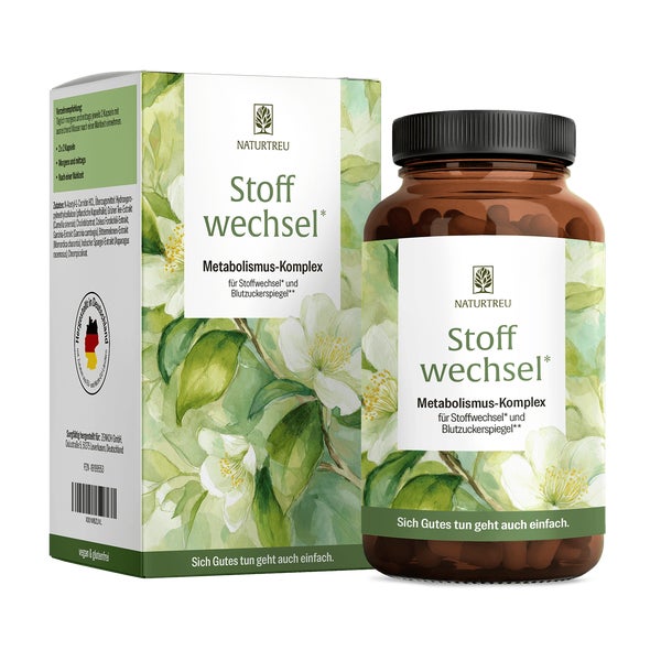 Metabolismus Komplex mit Grünem Tee, Cholin, Chrom, Garcinia Cambogia, Bittermelone & Spargel - STOFFWECHSEL - 120 vegane Kapseln - NATURTREU® 120 St
