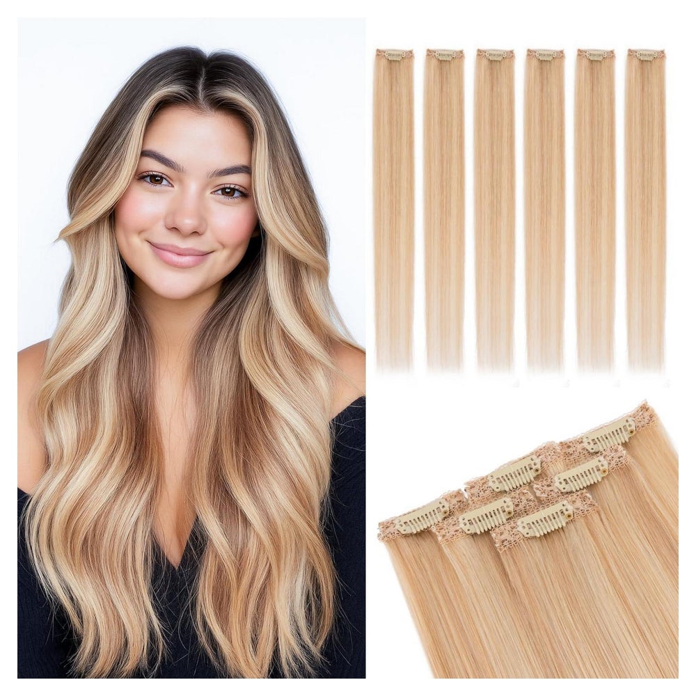 Clip in Extensions Echthaar 50cm 18P613 Ascheblond blond 50c 1 St