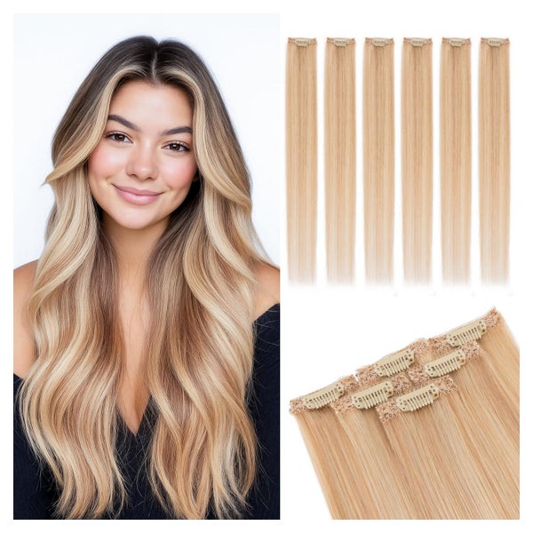 Clip in Extensions Echthaar 50cm 18P613 Ascheblond blond 50c 1 St