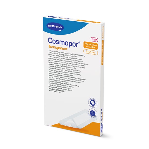 Cosmopor Transparent Folienverband 10x20 Cm Steril 5 St