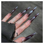 Künstliche Fingernägel Stiletto Dunkellila Schwarz Press On 1 St