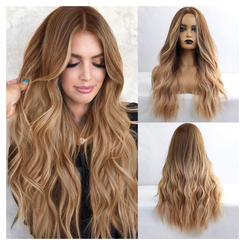 Perücke Frauen Mittelscheitel Locken 24 Zoll Synthetik Hellb 1 St