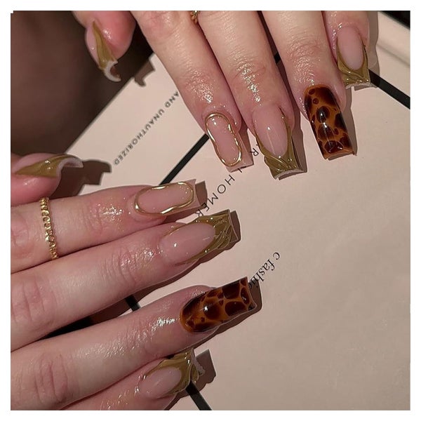 24 Stück Leopard French Tip Press on Nägel Vollständige Abde 1 St