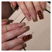 24 Stück Leopard French Tip Press on Nägel Vollständige Abde 1 St