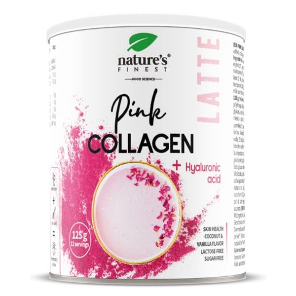 Nature's Finest Pink Latte Kollagen mit Hyaluronsäure und Ashwagandha 125 g