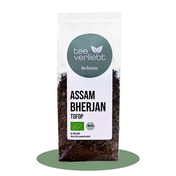 teeverliebt - Assam Bherjan TGFOP loser Bio Grüntee | 100g 100 g