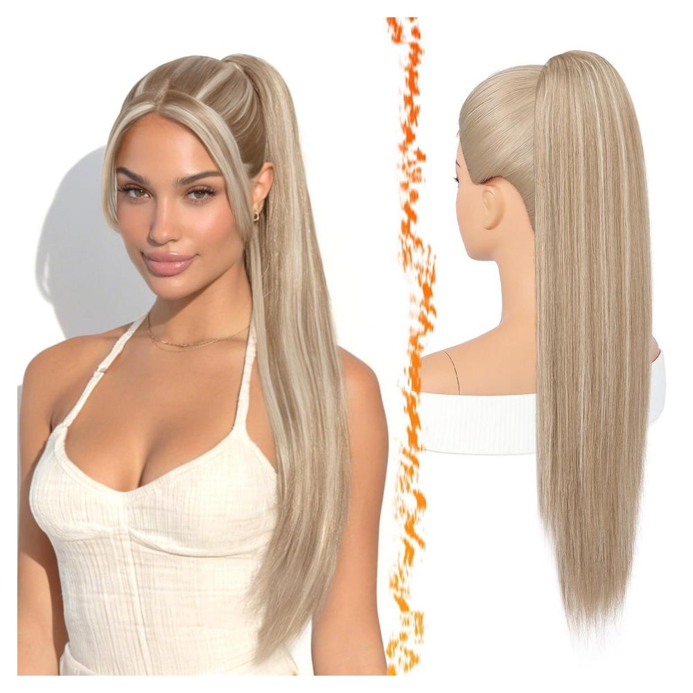 Pferdeschwanz Haarteil Kordelzug Clip Blond Highlights 70cm 1 St
