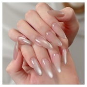 Künstliche Fingernägel Almond Weiß Cat Eye Magnetic CA-A9 1 St