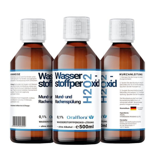 Oralflora Mundspülung H2O2 Wasserstoffperoxid 0,1% 500 ml