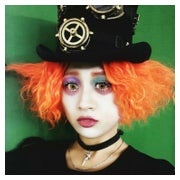 Perücke Mad Hatter Herren Afro Kurz Lockig Zottelig Orange-M 1 St
