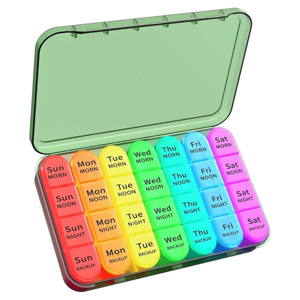 Tablettenbox 7 Tage Pillendose 4 Fächer Olivgrün BPA-frei 1 St