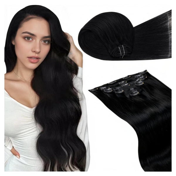 Extensions Clip in Echthaar Remy 55cm Schwarz 7PCS 55cm-7PCS 1 St