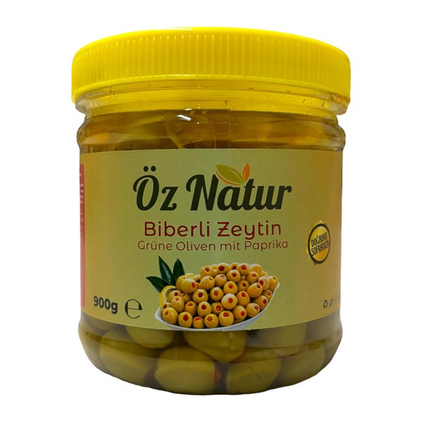 Öz Natur | Gefüllte Grüne Oliven mit Roter Paprika 900 g