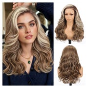 Perücke 13x6 HD Lacefront Kleberlose Synthetik Ombre Dunkelb 1 St