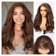 Perücke LaceFront Synthetik HD 24Zoll 13x6 Spitze Schokolade 1 St