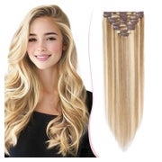 Clip in Extensions Remy 25 cm - 50 g 12P613#Goldbraun & Weiß 1 St