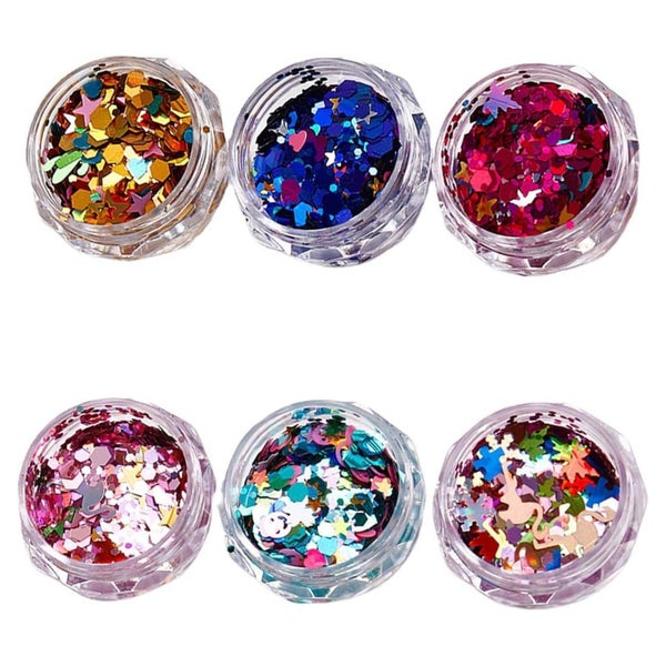 Glitzerpuder Nagelpulver Nagelkunst 6 Farben Bunt 6 Pcs 1 St