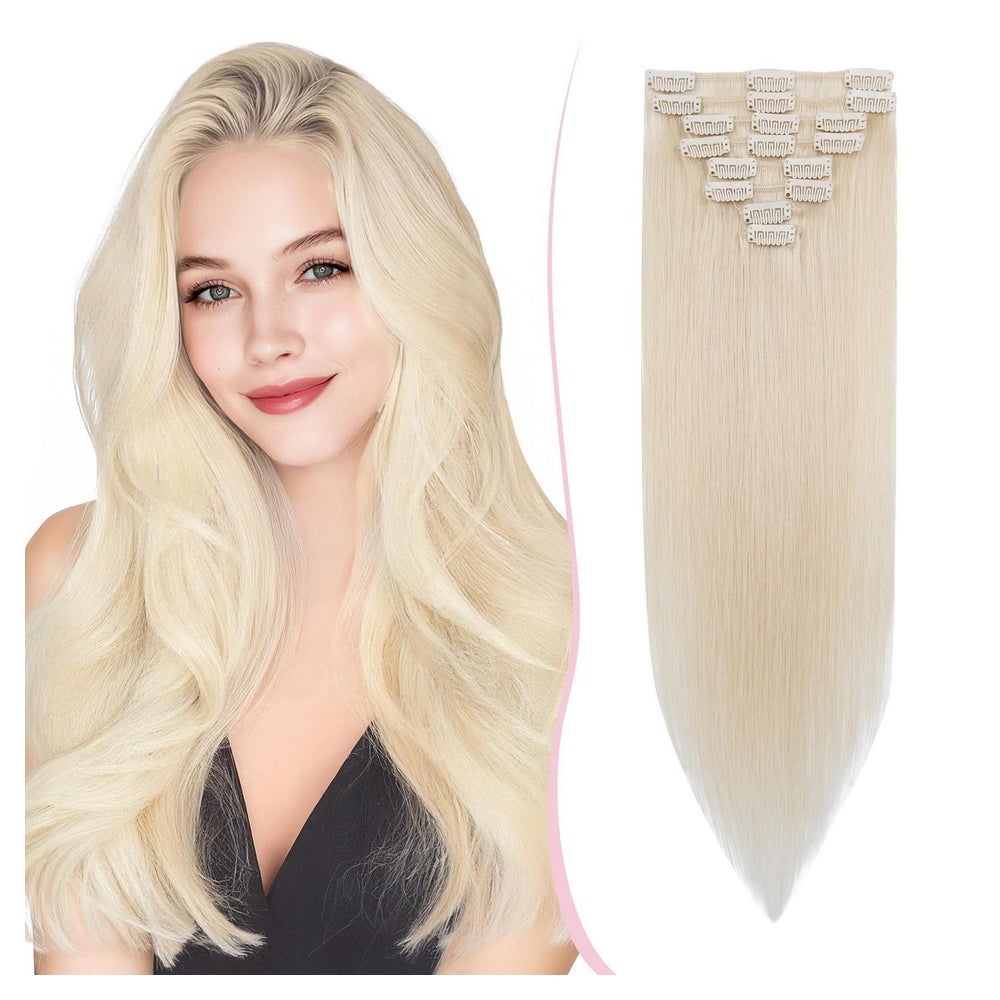 Clip In Extensions Remy 8St 50 cm - 70 g 70#Blond Weiß 1 St