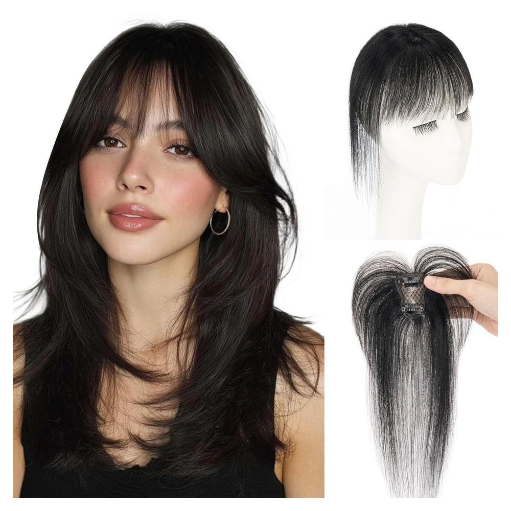 Pony Haarteil Clipin Echthaar Bangs Damen Wispy Bangs 01 Sch 1 St