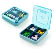 Pillendose Klein Tablettenbox 7 Tage 4 Fächer BPA Frei Blau 1 St