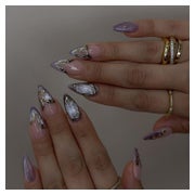 Künstliche Fingernägel Kurz Cat Eye Magnetic French Silber C 1 St