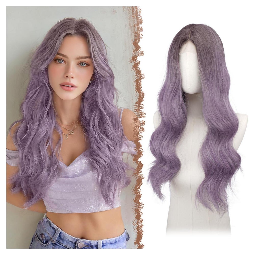 Perücke Spitzenfront Gewellt Ombre Lila Ombre Lila-L 60 cm w 1 St