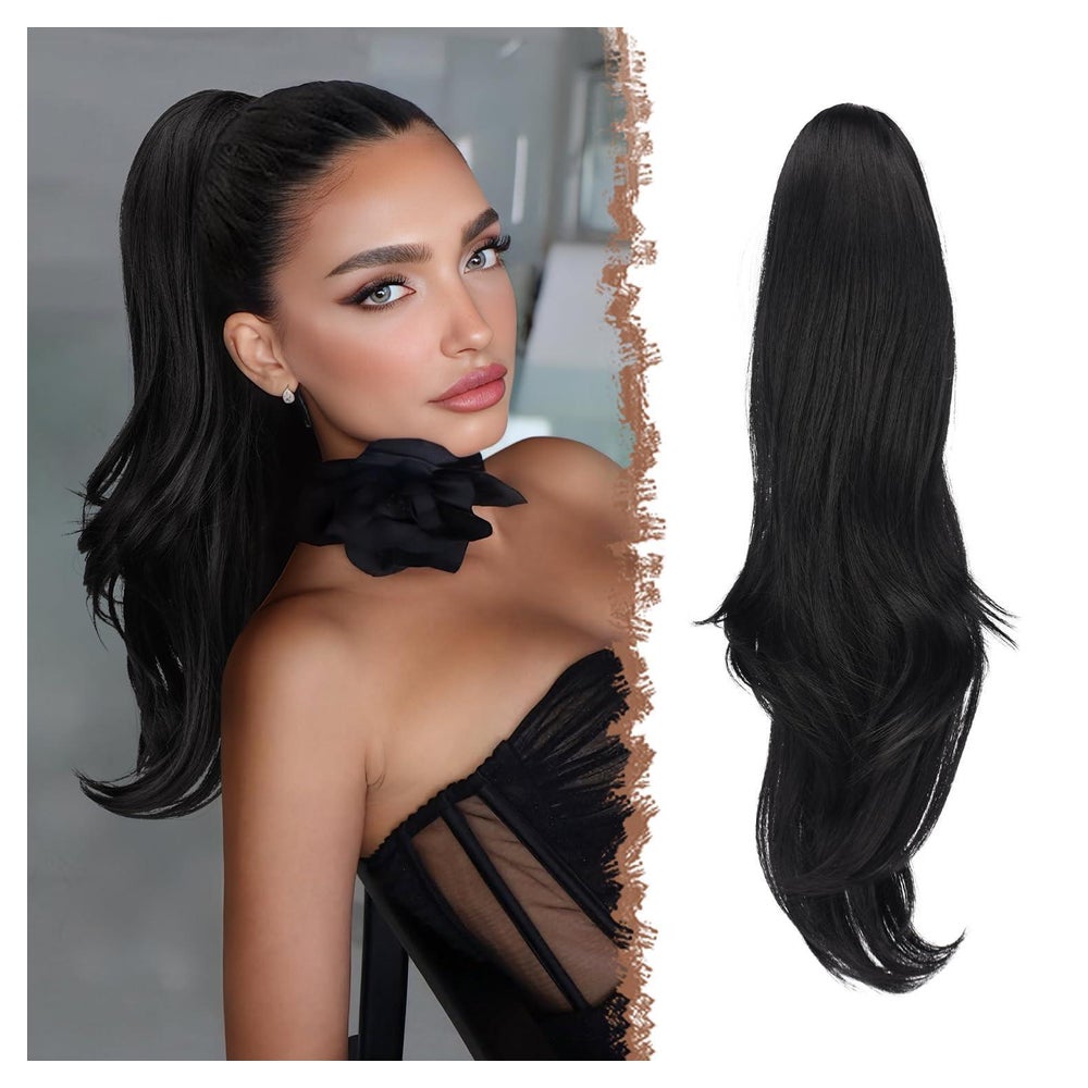 Pferdeschwanz Clip Kordelzug Haarteil Zopf 50cm Schwarz 1B# 1 St