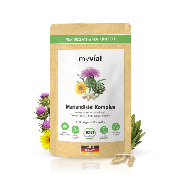 myvial® Bio Mariendistel-Komplex Kapseln – mit Artischocke & Löwenzahn vegan 120 St