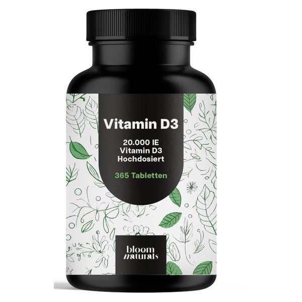 Vitamin D3 20000 IE - 365 Tabletten - Bloom Naturals 365 St