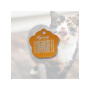 Tiermarke Pfotenform Aluminium Orange mit QR-Code 1 St