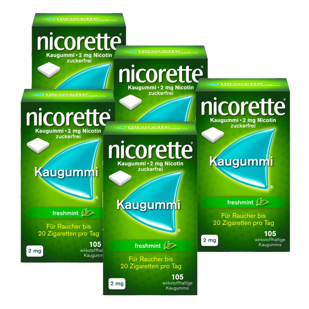 nicorette Kaugummi 2mg freshmint Set 5X105 St