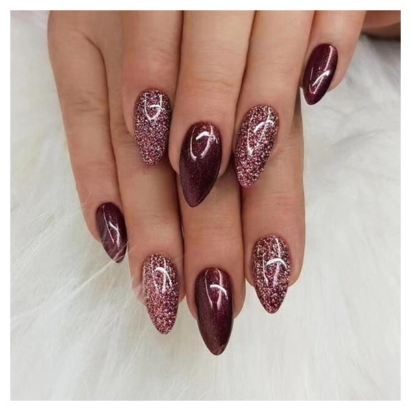 Press on Nails 24 Stück Mandel Mittel Acryl Full Kirschrot G 1 St