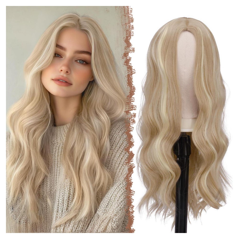 Perücke Locken Mittelscheitel Damen Synthetik Dreckiges Blon 1 St