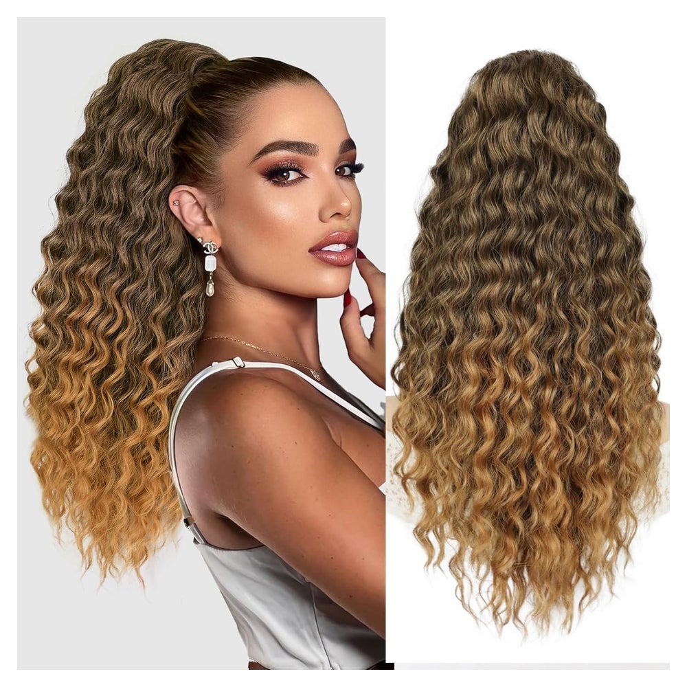 Pferdeschwanz Haarverlängerung Kordelzug 45cm Afro Schwarz b 1 St