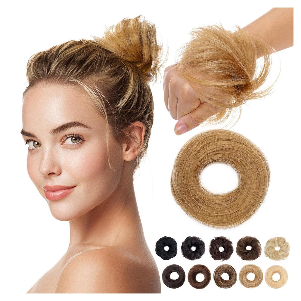 Haarteil Dutt Echthaar Gummiband Glatt-17g 27 Dunkelblond 1 St