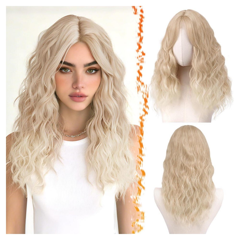 Perücke Locken Welle Layer Pony Synthetik 50cm Gold Blond 50 1 St