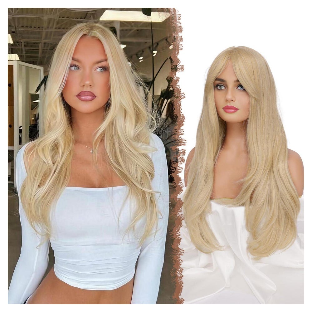 Perücke Pony Platinblond Curtain Bangs 65 cm Curtain Bangs 1 St