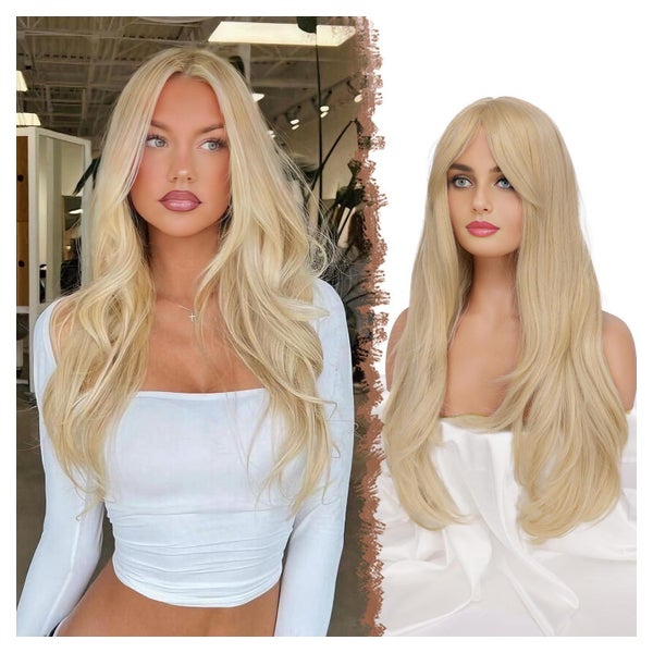 Perücke Pony Platinblond Curtain Bangs 65 cm Curtain Bangs 1 St