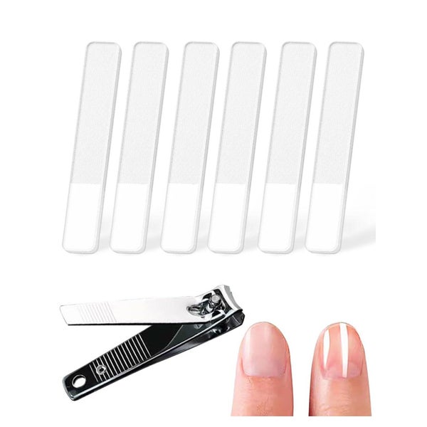 6-teiliges Nano-Glas-Nagelfeile-Set weiß schwarz Nagelknipse 1 St