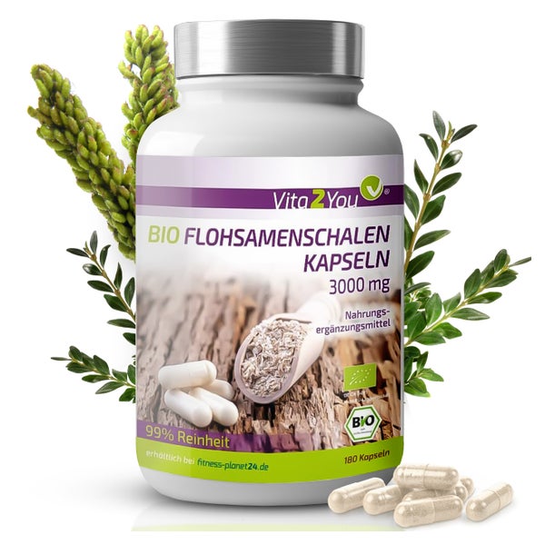Vita2You Flohsamenschalen Bio Kapseln 750mg 180 St
