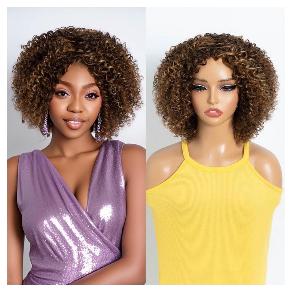 Perücke Curly Bob Echthaar Brasilianisch Virgin 180 35 cm P4 1 St