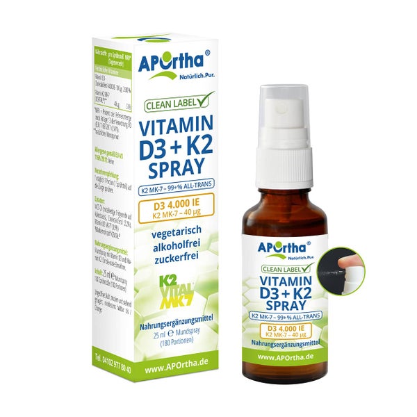 Vitamin D3 4.000 IE + Vitamin K2 MK-7 40 µg — Mundspray 25 ml